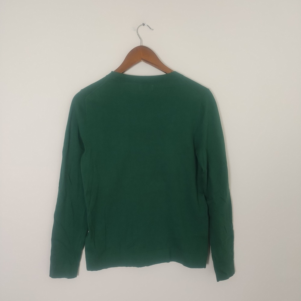 J.Crew Teddie Crewneck Sweater Women's Small Green 100% Cotton Lightweight - Picture 2 of 6